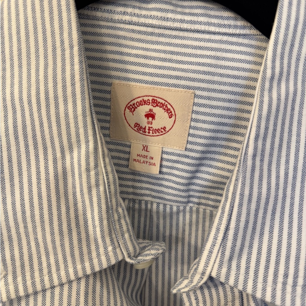 Brooks Brothers Shirt Mens XL Blue Stripe Button Down Preppy Oxford Classic - Picture 3 of 5